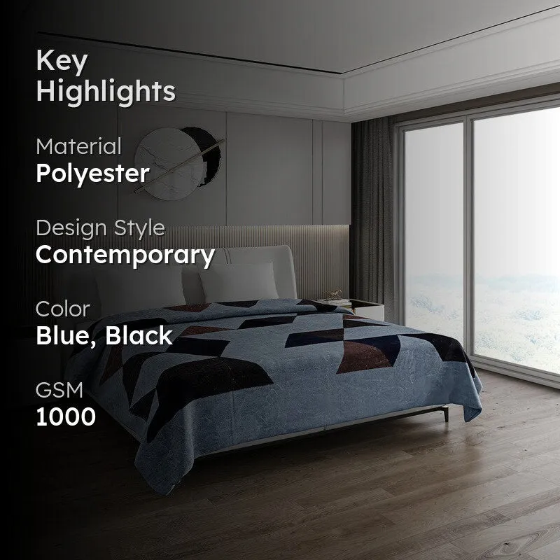 Monte Carlo Midnight Mosaic Blanket (Blue,Black) - 1000 GSM media 2