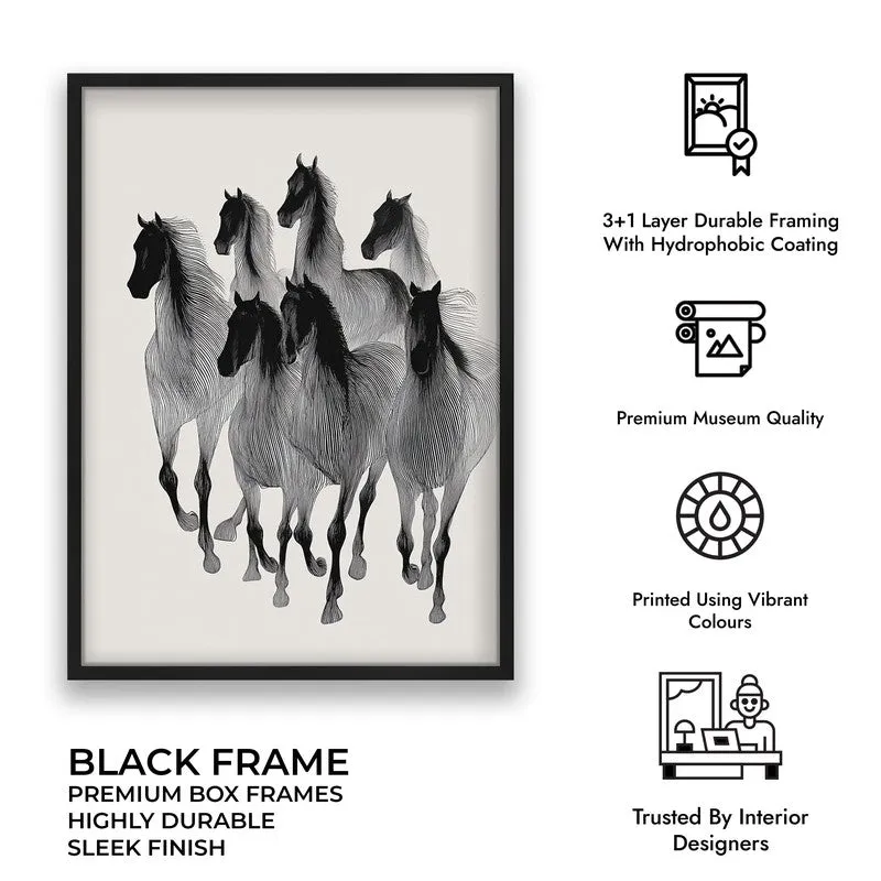 Wild Horse Cascade Wall Painting With Black Frame media 10