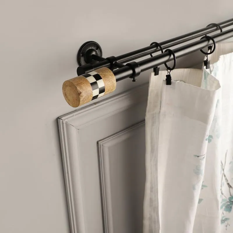 Checkmate Duo Extendable 1" Double Curtain Rods With Round Finial & Brackets media 1