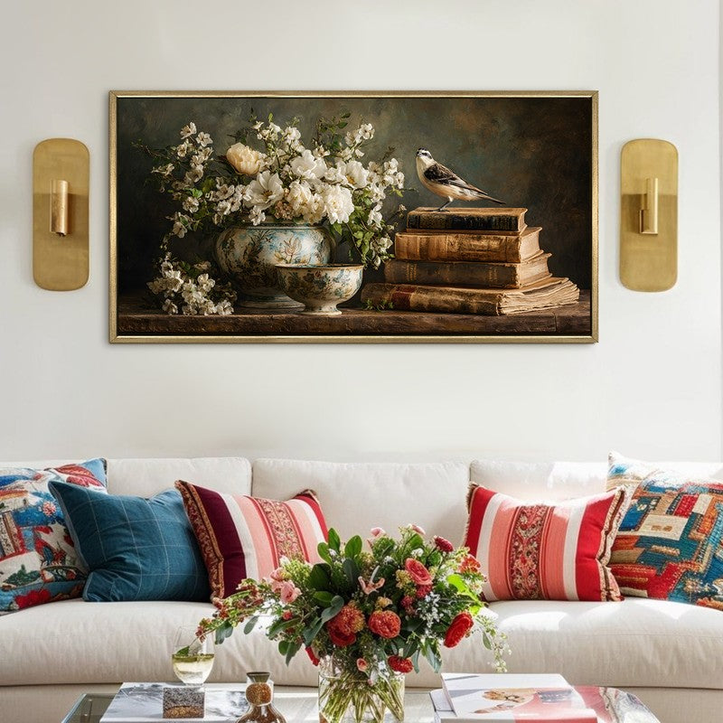 Sparrow Books Canvas Wall Painting With Frame