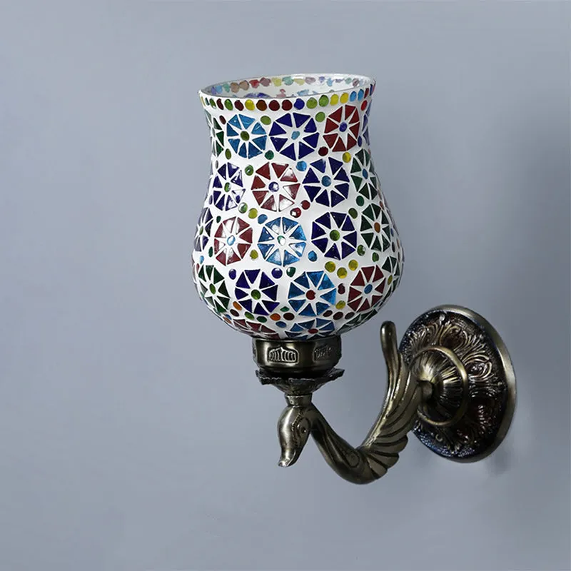 Zava Retro Mosaic Glass & Metal Wall Lamp media 4