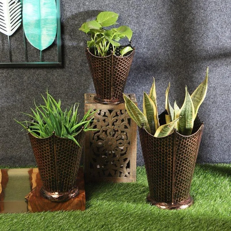Crown Cast Planter (Copper) - Set Of Three media 3