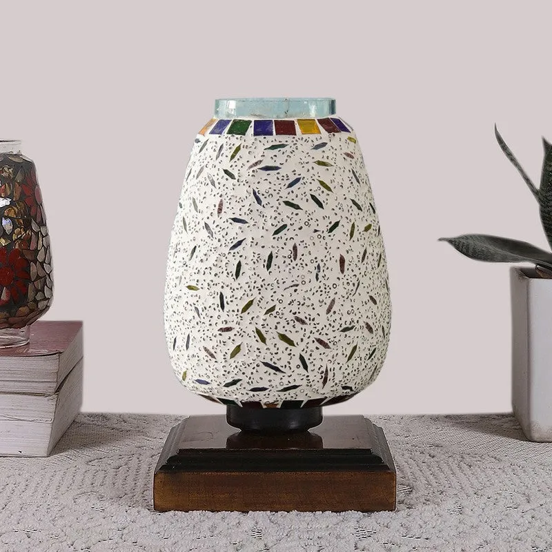 Glimvar Glass Table Lamp With Wooden Base - Multicolor media 4