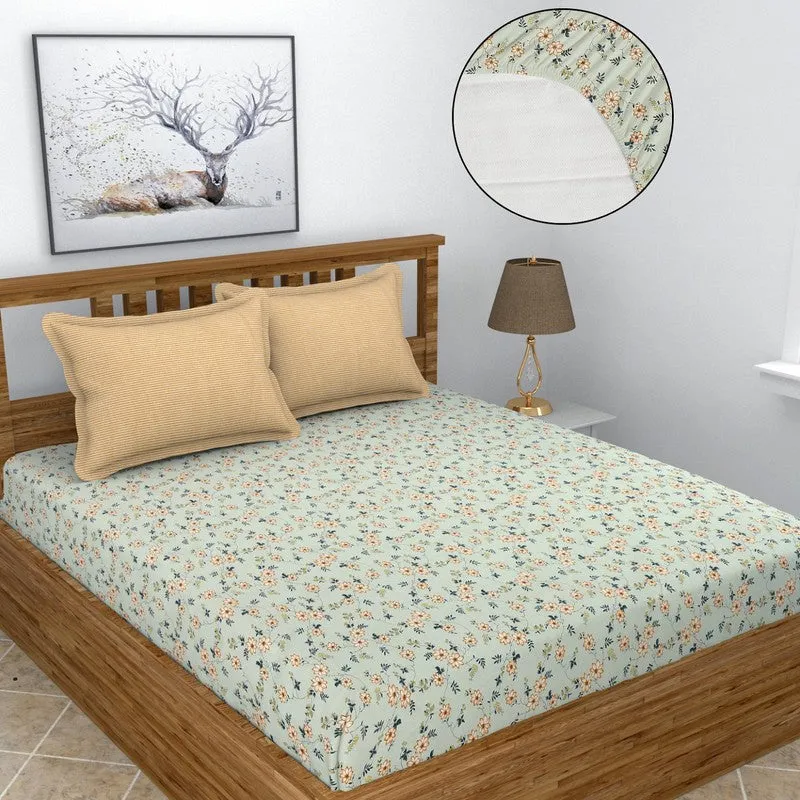 Floral Whirl Fitted Micro Fiber Bedsheet - 150 GSM media 3