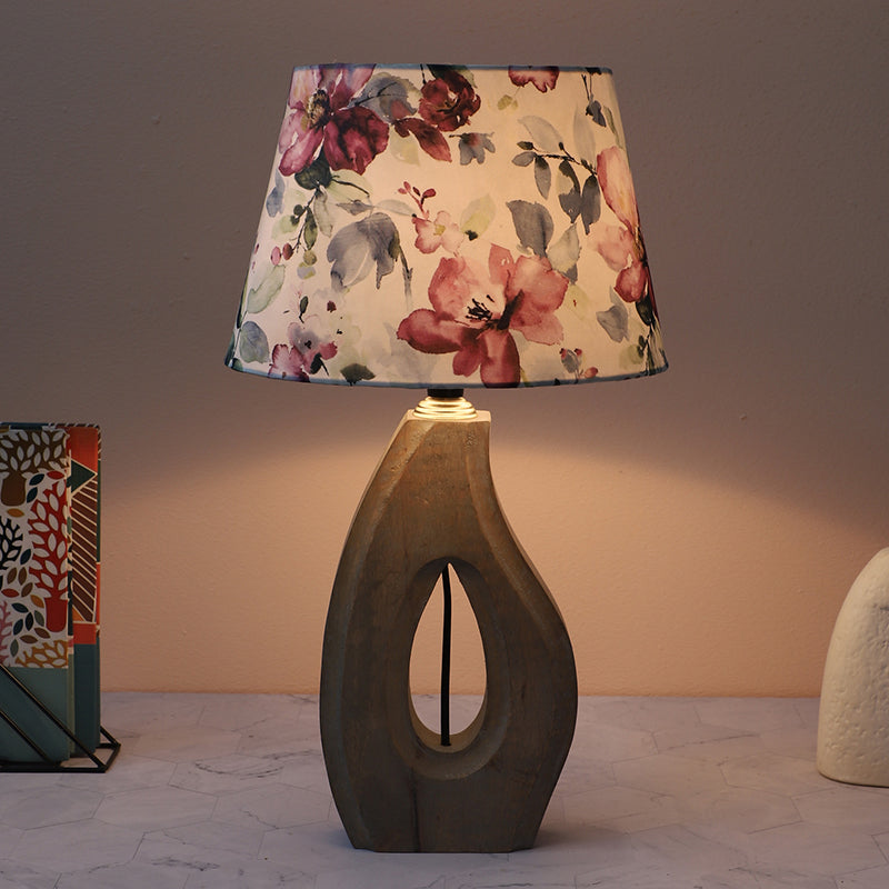 Lumikko Runes Printed Mango Wood Table Lamp - Multicolor