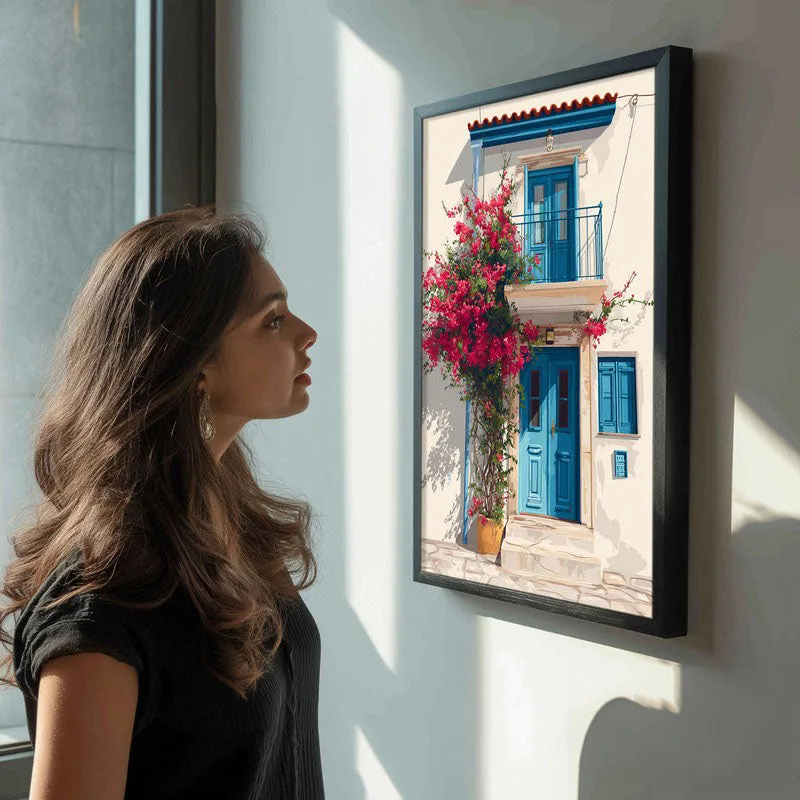 Santorini Canvas Wall Painting - Black Frame media 5