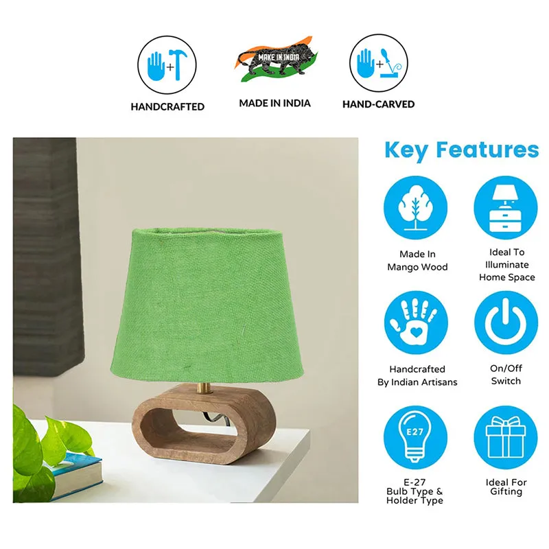 Ajna Wooden Table Lamp - Green,Brown media 5