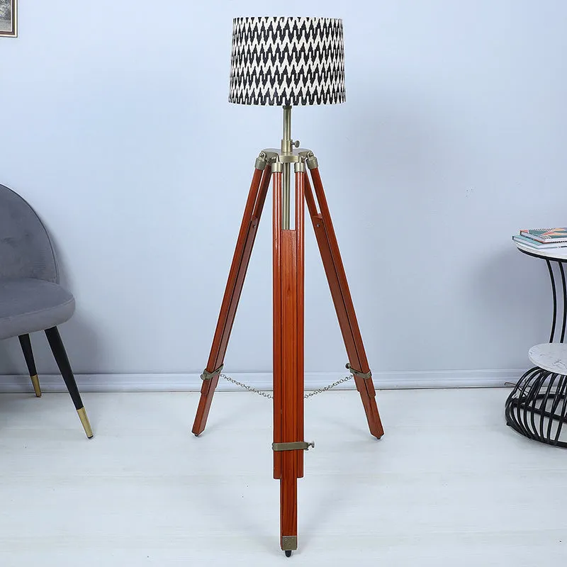 Chevronic Printed Tripod Floor Lamp - Brown media 2