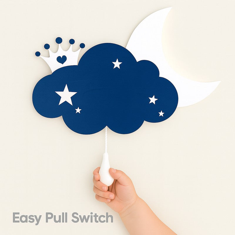 Sleepy Night Sky Cloud Battery Operated MDF Wall Lamp - Blue media 5
