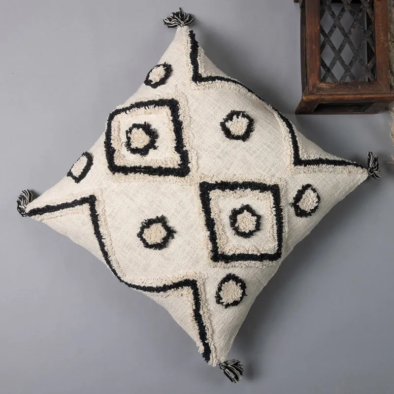 Ecru Ink Tufted Cushion Cover media 5