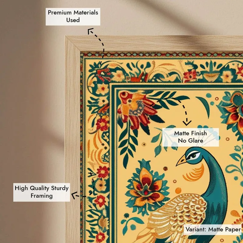 Mayura Folk Art Canvas Wall Painting With Brown Frame media 9