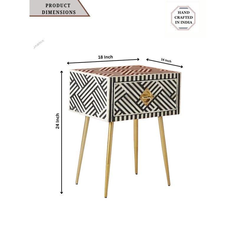 Elegant Black Mother of Pearl Bedside Table media 8