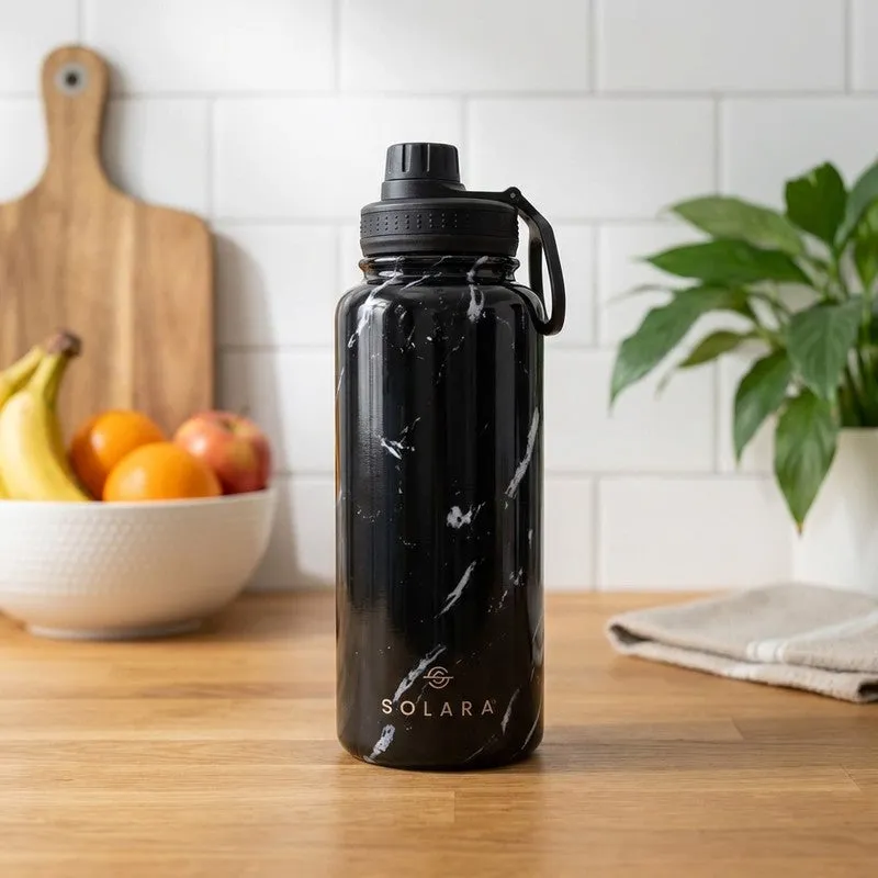 Solara Insulated Stainless Steel Bottle (1000 mL) - Black,White media 1