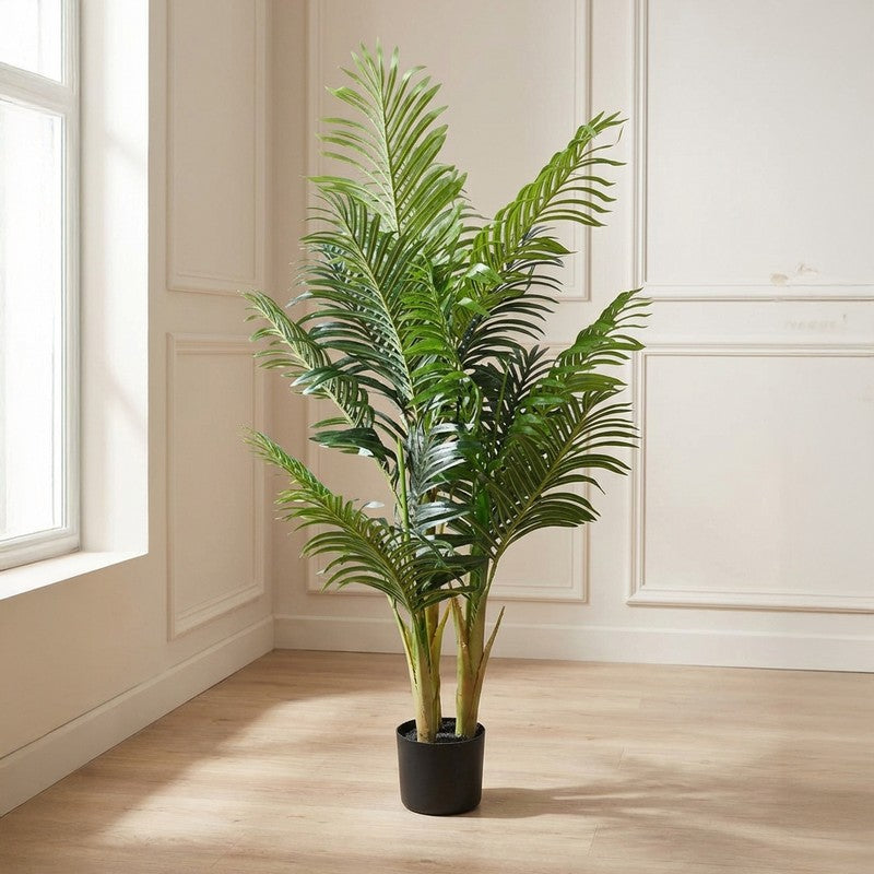Artificial Arica Palm Plant With Black Fiber Pot - 4.2 Feet media 3