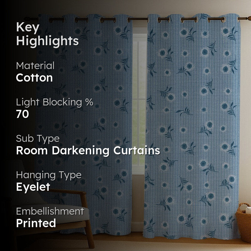 Petal Whim Cotton Curtains - Set Of Two media 2