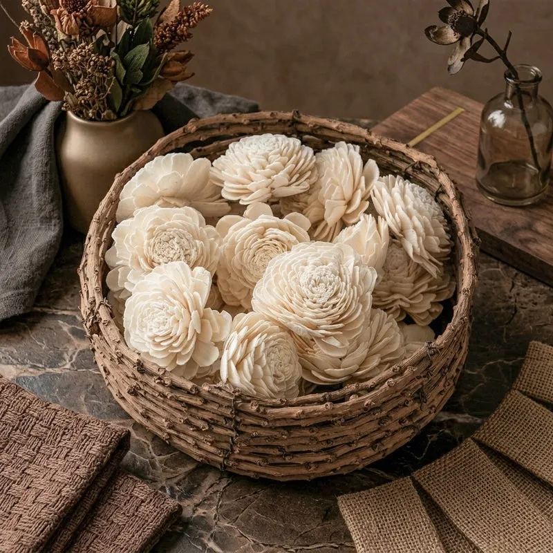 Esta Sola Wood Flower (White) - Set Of Ten media 3