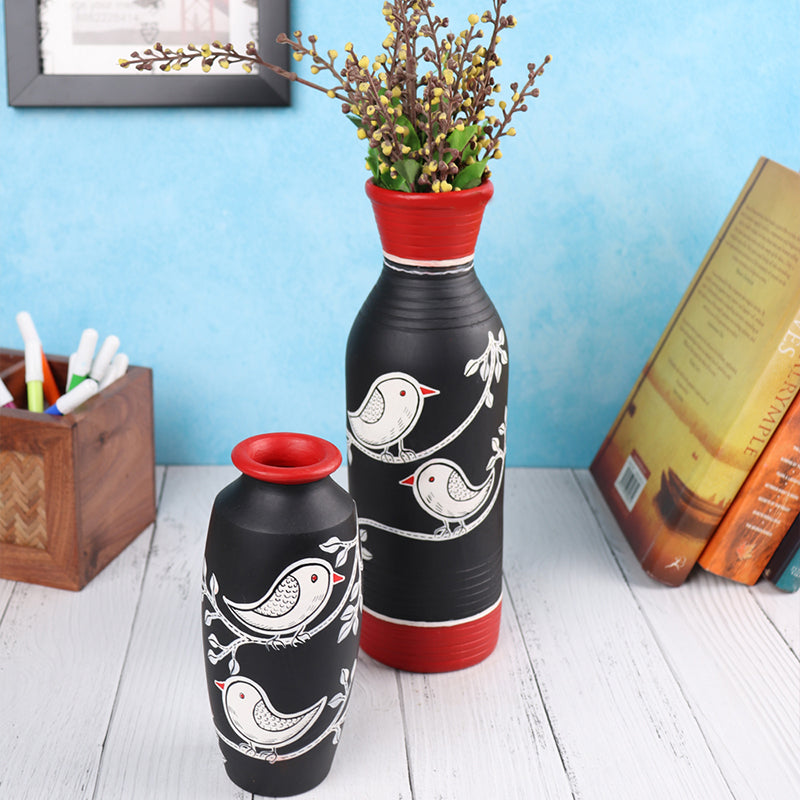Neel Pakhi Tall Handpainted Terracotta Vase - Set Of Two media 7