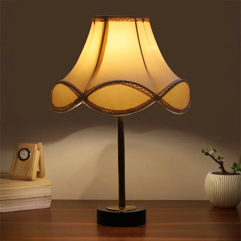 Valencia Arc Rodin Wooden Table Lamp - OffWhite,Gold,Black media 1