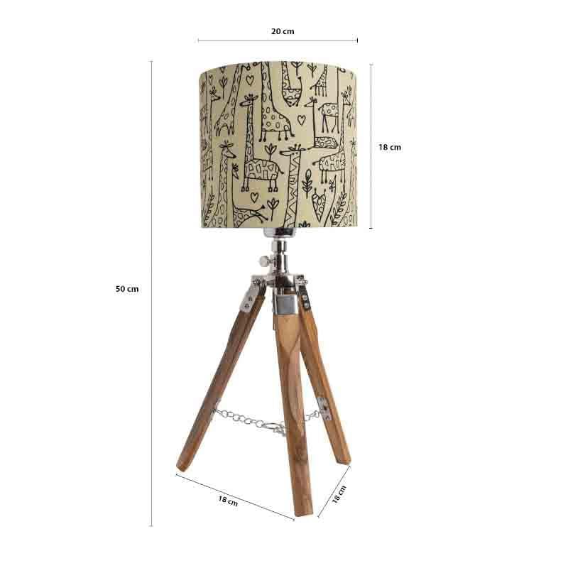 Nordic Tall Tales Wooden Tripod Fabric Table Lamp - Beige,Brown media 6
