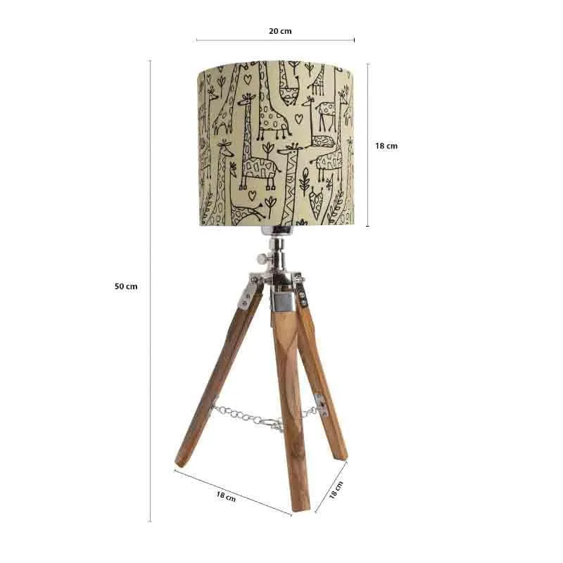 Nordic Tall Tales Wooden Tripod Fabric Table Lamp - Beige,Brown media 6