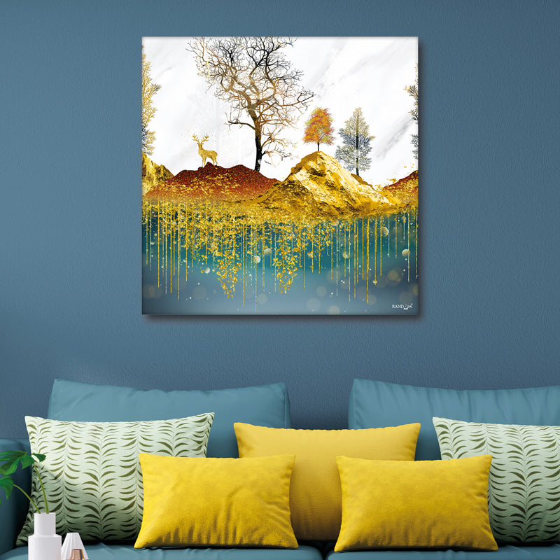Golden Landscape Wall Painting