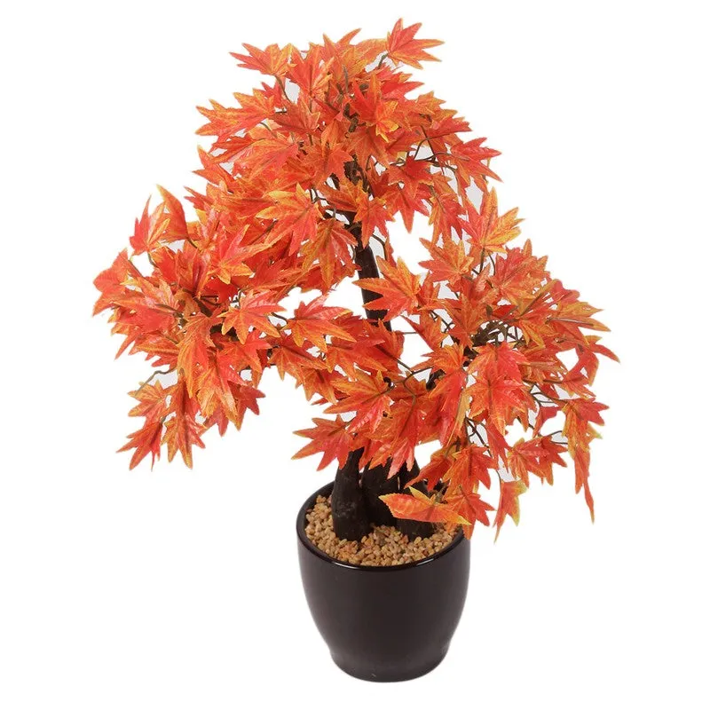 Artificial Orange Maple Bonsai Plant With Ceramic Pot - 1.3 Feet media 4