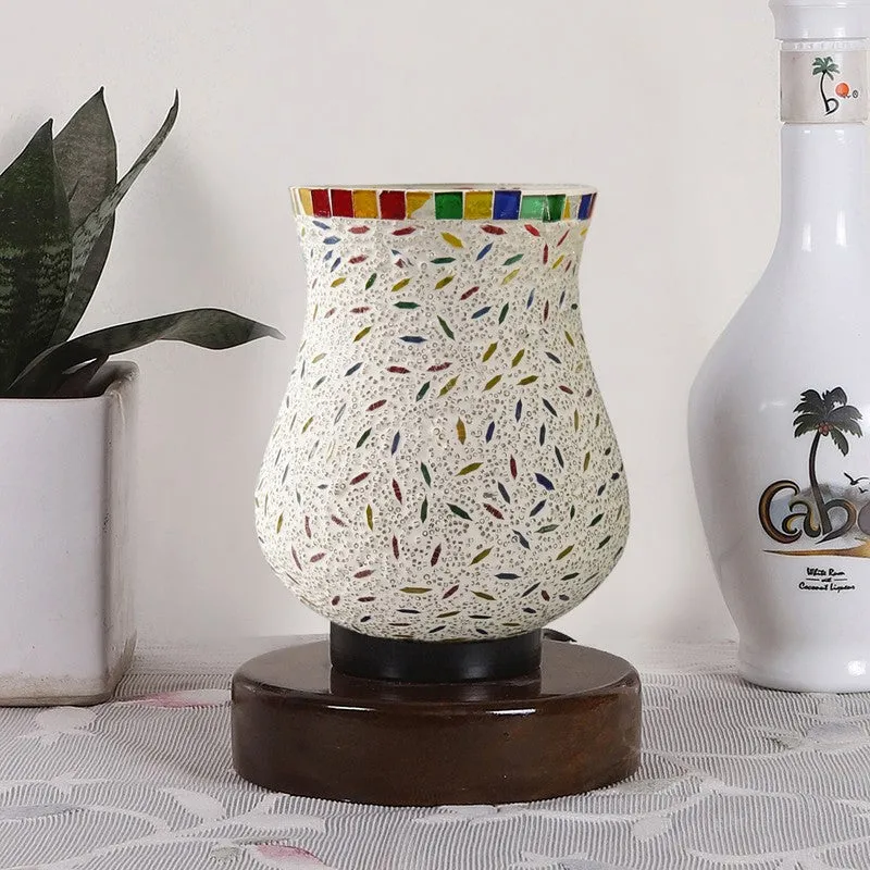 Crystelle Mosaic Glass Table Lamp With Wooden Base - Multicolor media 4
