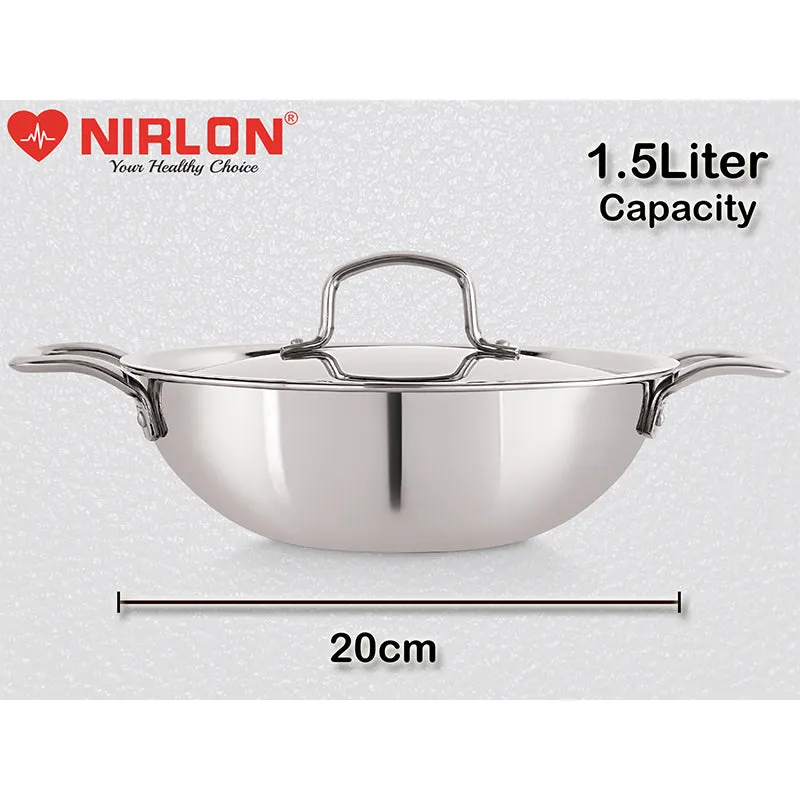 Nirlon Kadhai With Lid - 1500 mL/8 Inches media 8