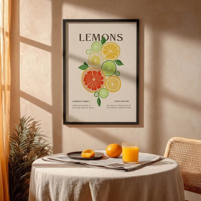 Sunlit Citrus Archival Canvas Wall Art - Black media 4