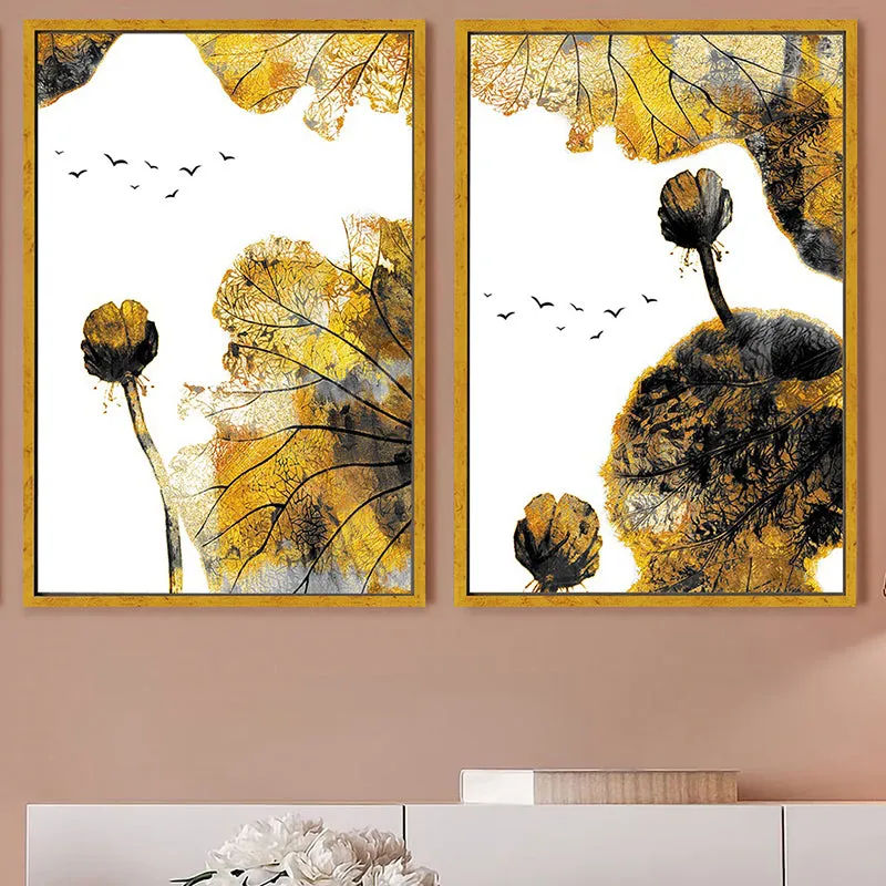 Golden Fogs Wall Art - Set Of Two media 1