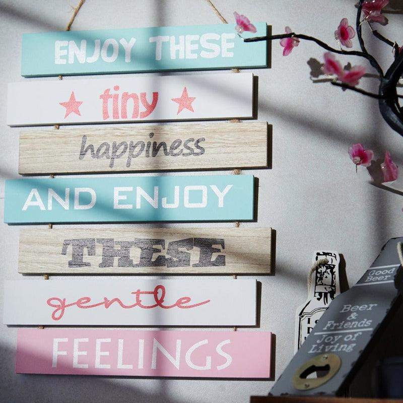 Enjoy These Tiny Happiness Motivational Quote Wooden Wall Accent