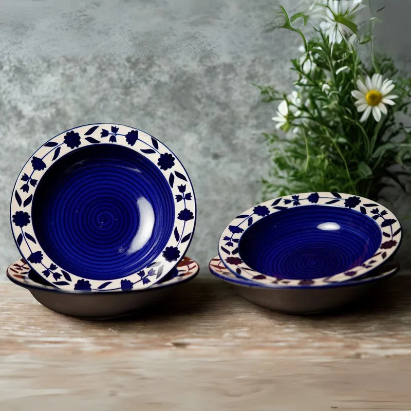 Regal Handcrafted Ceramic Pasta Plate (Blue) - Set Of Four media 4