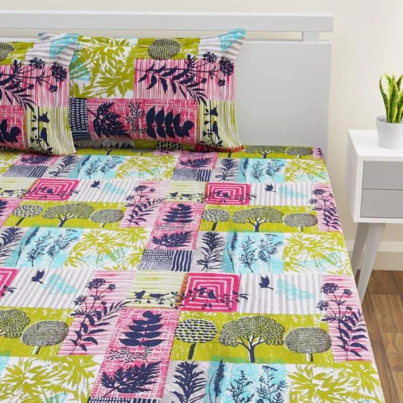Ebba Floral Cotton Bedsheet (Yellow) - 220 TC media 3