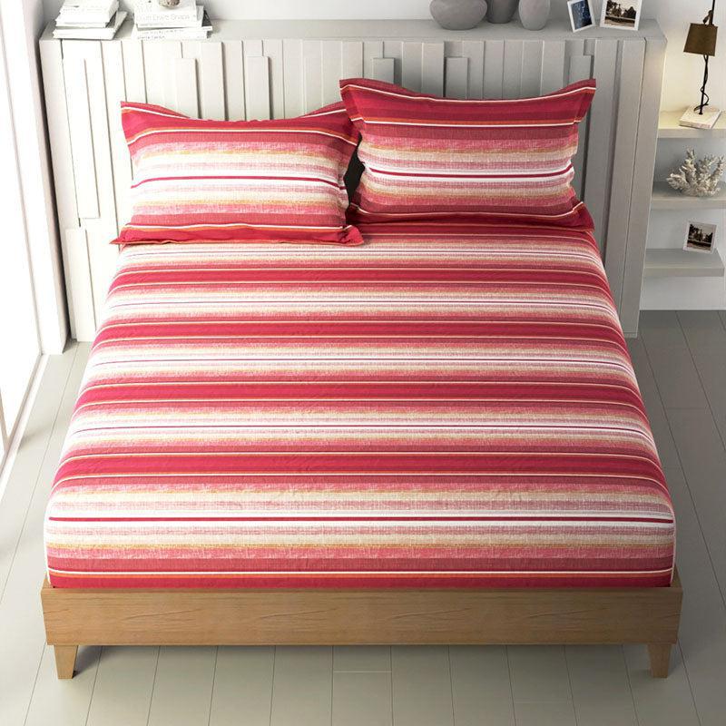 Nautica Horizon Réflexe Geometric Cotton Bedsheet (Orange) - 160 TC