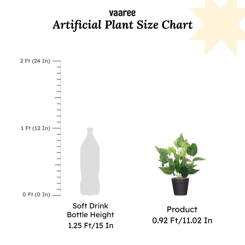 Artificial Pothos Plant With Black Fiber Pot - 0.9 Feet media 7