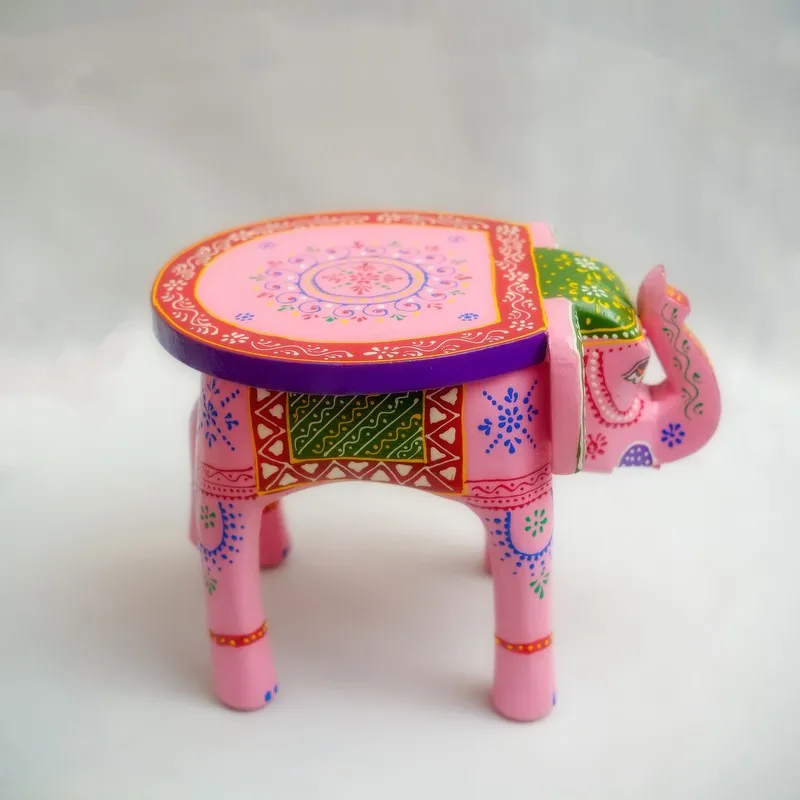Elvya Handcrafted Painted Mango Wood Stool media 5
