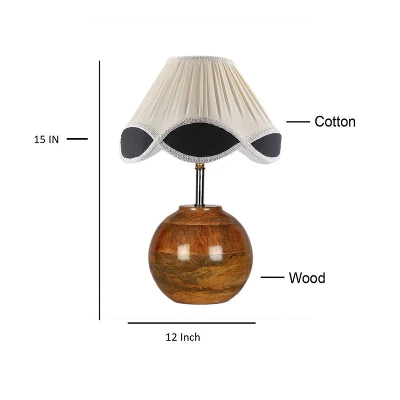 Ignolyn Cotton Table Lamp With Wooden Base - Ivory media 7
