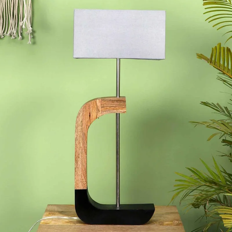 Elarc Wooden Table Lamp - Brown,Grey media 5
