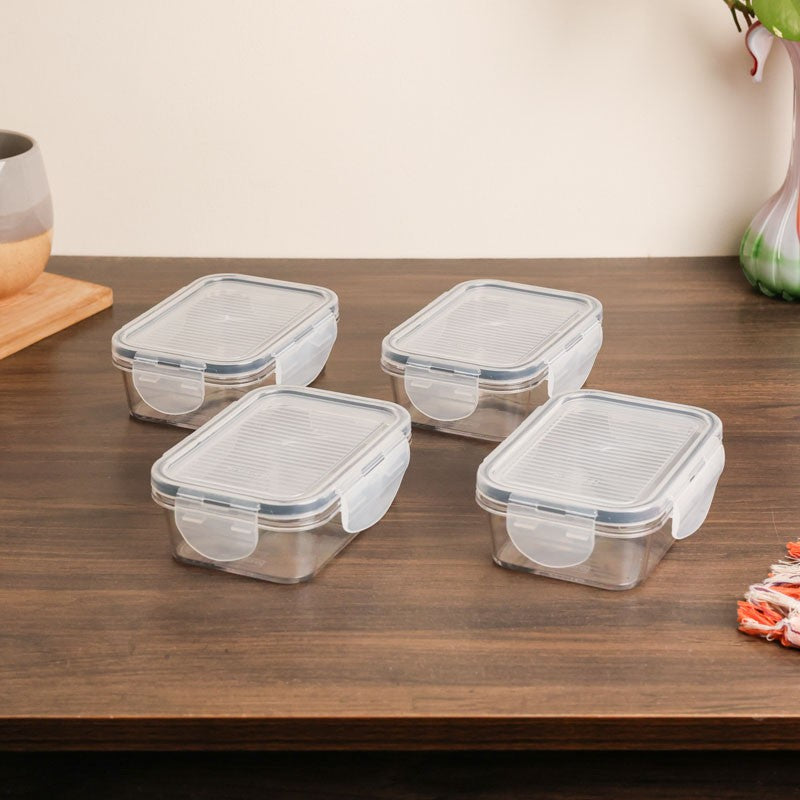FreshLock Transperant Clear PET Lunch Box (300 mL) - Set Of Four