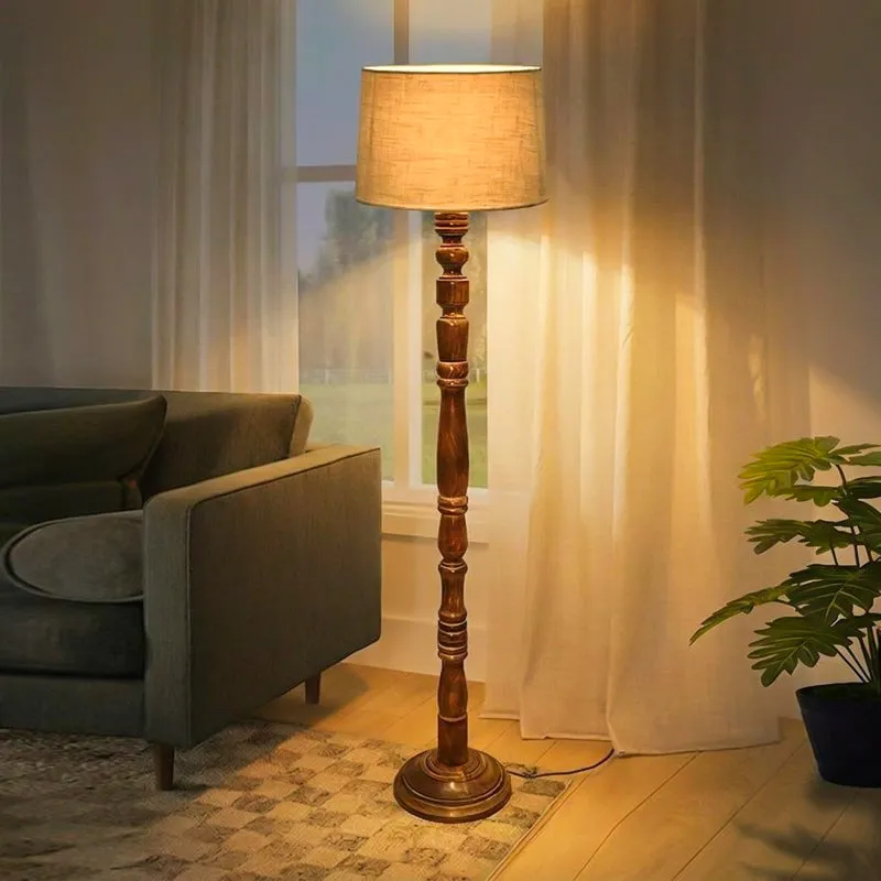 Elfin Curve Wooden Floor Lamp - Beige media 1