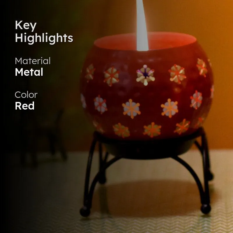 Nahusha Tealight Candle Holder (Red) - Set Of Two media 2