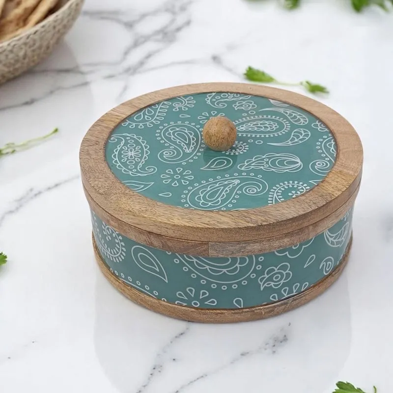 Rasva III Wood Roti Box - Teal media 1
