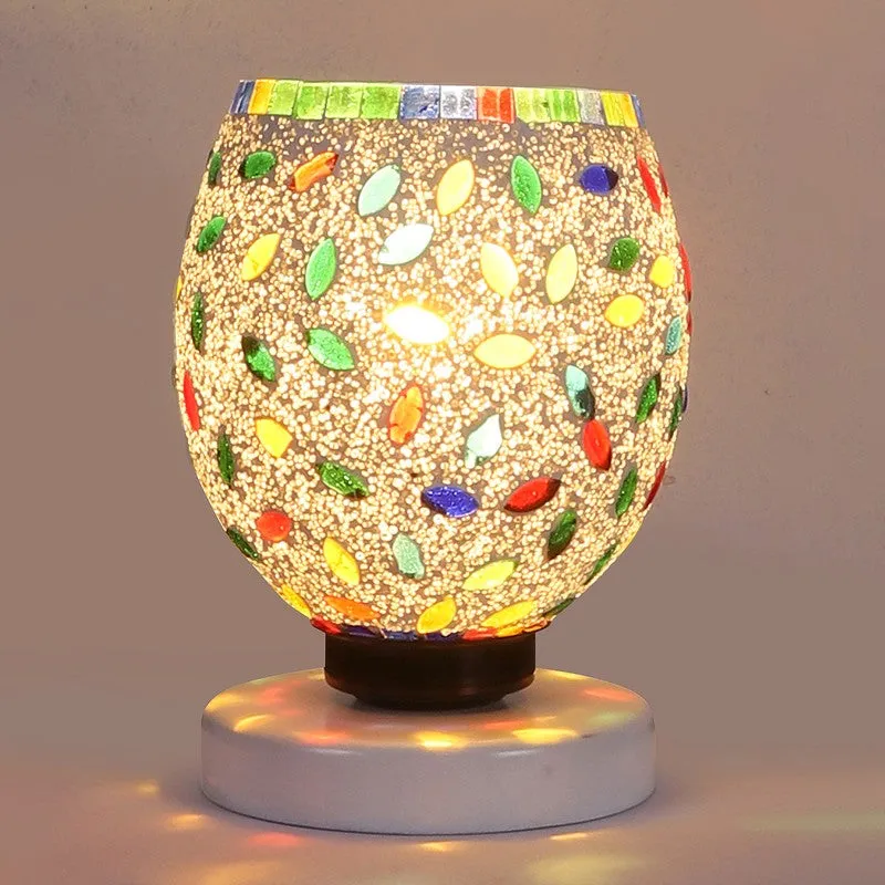 Celesta Mosaic Glass Table Lamp With Wooden Base - Multicolor media 6