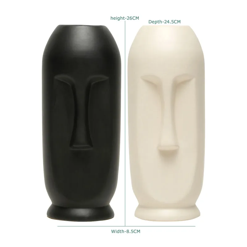 Straight Face Vase (Black,White) - Set Of Two media 8