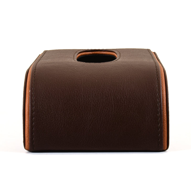 Tisca Curve Faux Leather Tissue Box - Brown media 6