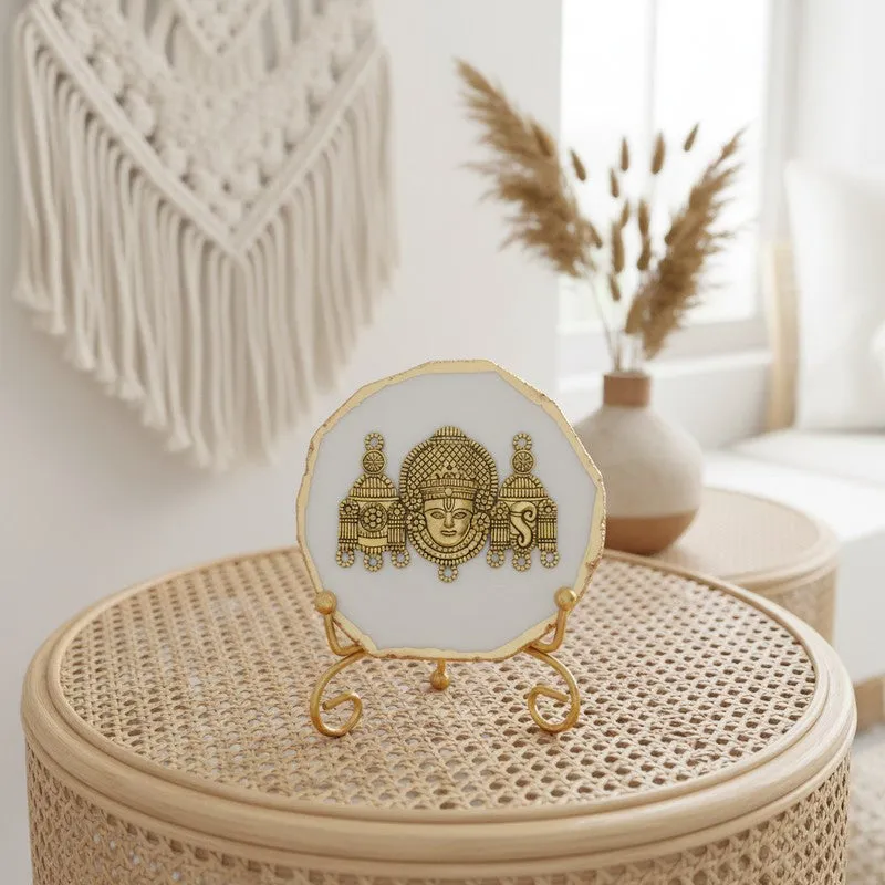 Mahalakshmi Agate Showpiece With Stand - White media 4