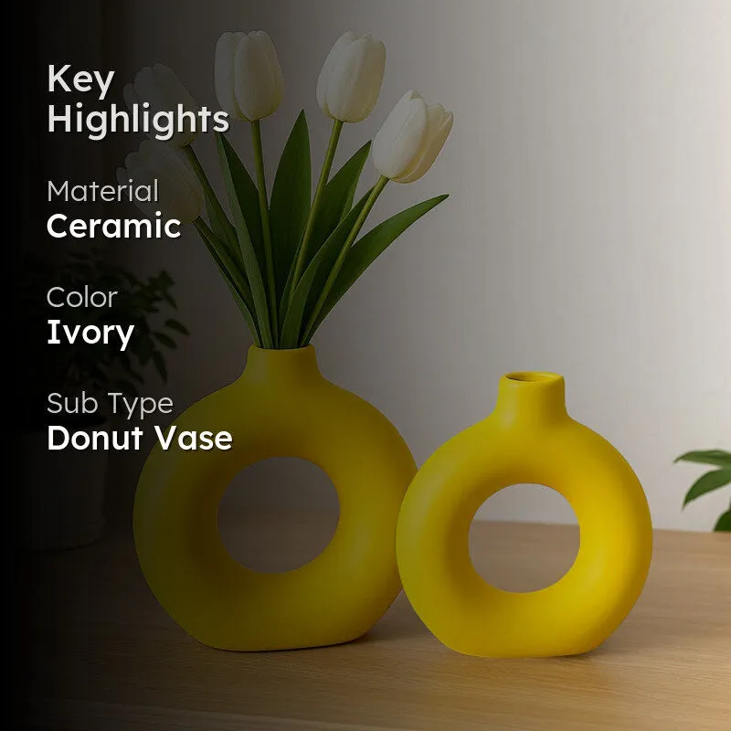 Melo Ceramic Vase (Yellow) - Set Of Two media 2