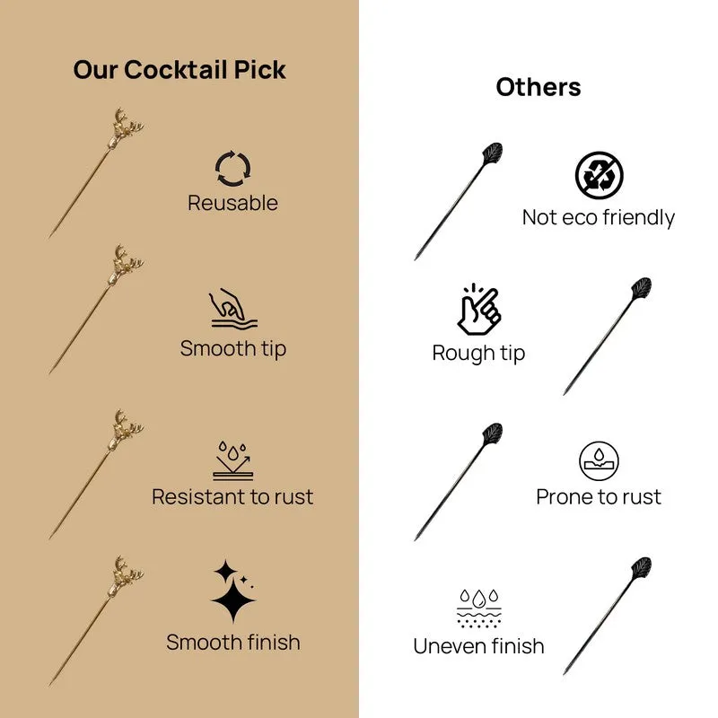 Posh Pin Stainless Steel Cocktail Pick - Gold media 7