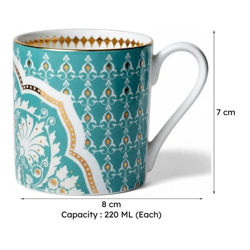 India Circus Bone China Tea Cup (220 mL Each),Green) - Set Of Six media 8
