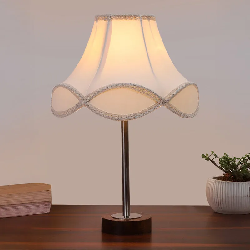 Valencia Arc Rodin Wooden Table Lamp - OffWhite,Silver,Brown media 2